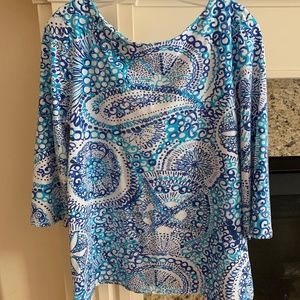 Lilly Pulitzer Blue & Aqua Paisley Print Women’s Top